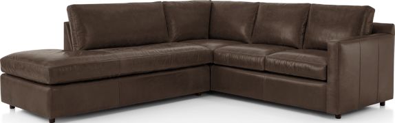 Barrett Leather 2-Piece Left Bumper Sectional(Left Bumper, Right Arm Corner Sofa) shown in Libby, Storm