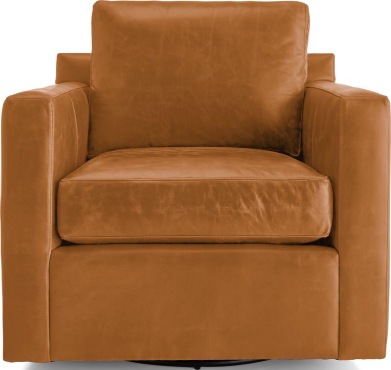 Barrett Leather Track Arm Swivel Chair Crate and Barrel