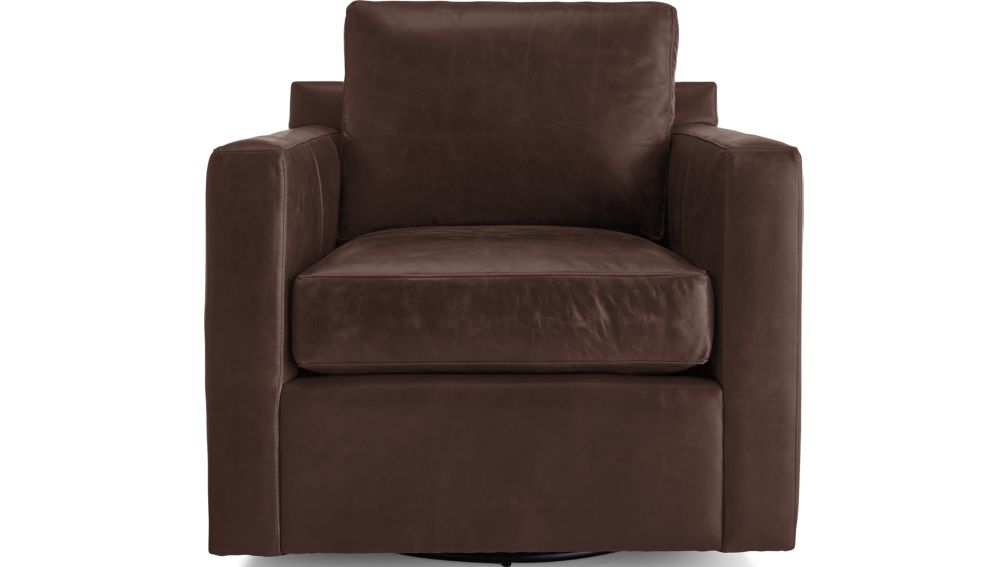 Barrett Leather Track Arm Swivel Chair Crate and Barrel