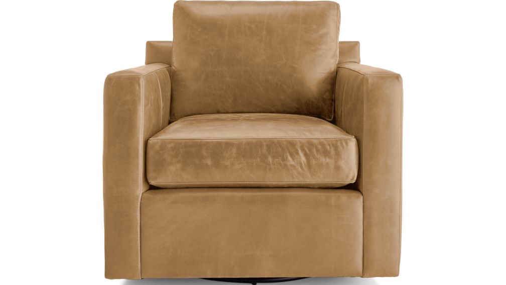 Barrett Leather Track Arm Swivel Chair Crate and Barrel