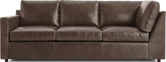 Barrett Leather Left Arm Corner Sofa shown in Libby, Storm