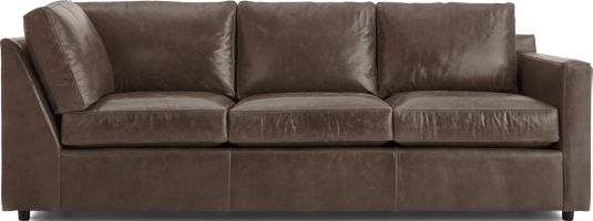 Barrett Leather Right Arm Corner Sofa shown in Libby, Storm