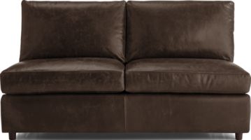Barrett Leather Armless Full Sleeper with Air Mattress shown in Libby, Storm
