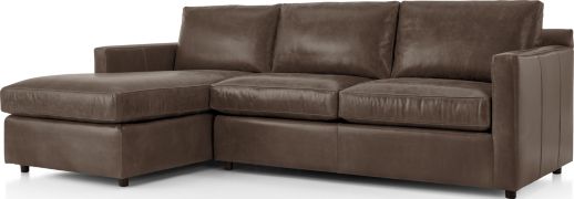 Barrett Leather 2-Piece Left Arm Chaise Sectional(Left Arm Chaise, Right Arm Apartment Sofa) shown in Libby, Storm