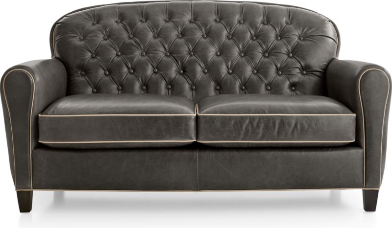Eiffel Tufted Leather Loveseat Reviews Crate And Barrel