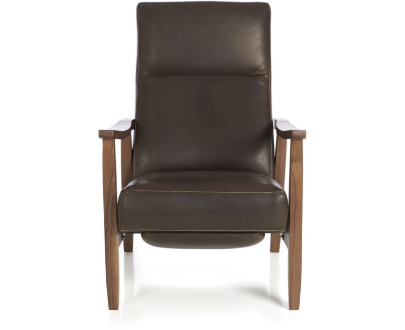 Greer Leather Wood Arm Recliner Crate And Barrel