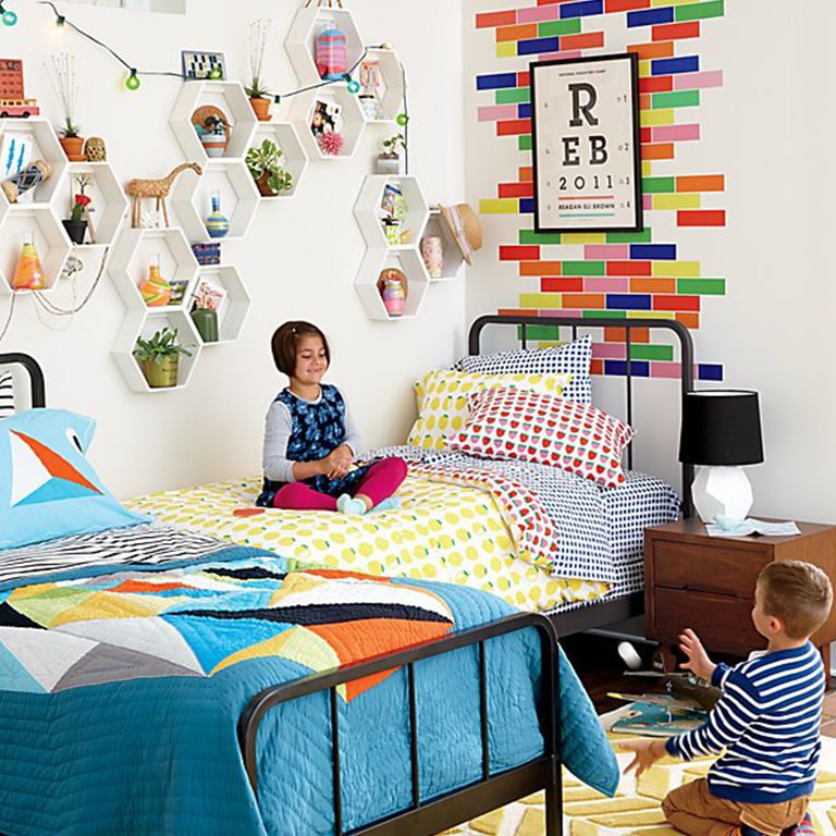 boy girl shared room bedding