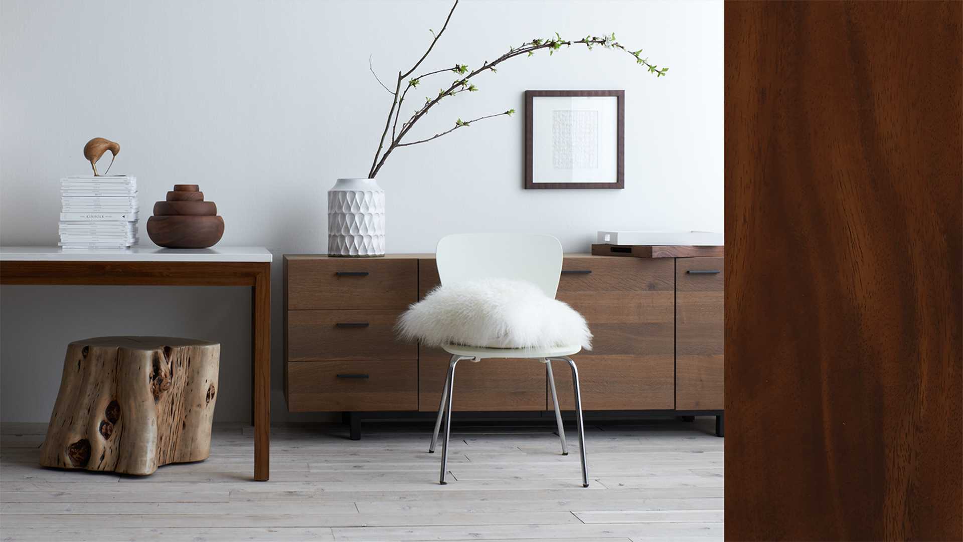 Vignette of white and wood products